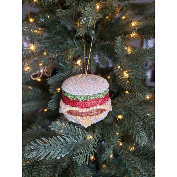 Cody Foster Cheese Burger Ornament Fancy Jeweled Humorous Foodie Gift - Picture 3 of 6